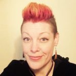 Mama Trish: Ringmaster. (With a sticky-uppy punk rock crewcut in three fashion colors: dark red, orange, and yellow at the tips, ala "Mister Heat Miser.")