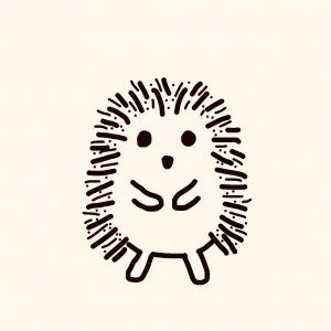 Drawing I did of Hedgehog. (Since I cut off all my hair into a punk rock crewcut hubby calls me that. May also be because I'm prickly, but cute.